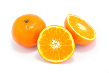 Group of orange fruit on bamboo basket