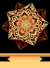 Creative Flyer with abstract flower star in  black Gold