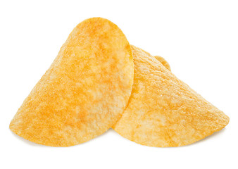 Potato Chips close-up, isolated on a white background