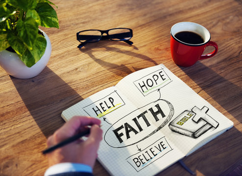 Businessman Faith Prayer Religion Office Analysis Concept