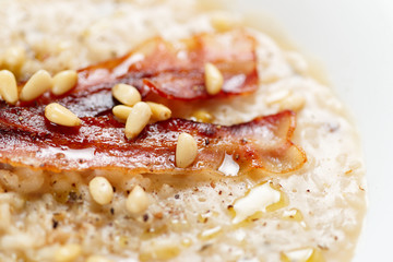 Risotto with bacon and pine nuts