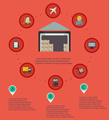 Logistic infographic flat icons set