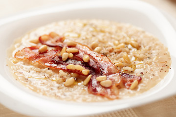 Risotto with bacon and pine nuts