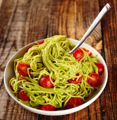 Pasta recipe with avocado and tomatoes
