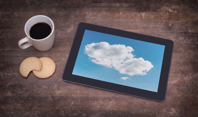 Cloud-computing connection on a digital tablet pc