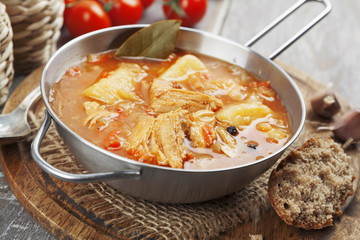 Soup with cabbage and meat