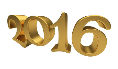 Gold 2016 lettering isolated