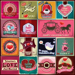 Vintage Valentine poster design set