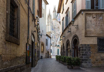street in ancient town Orvieto, Umbria, Italy