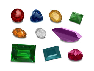 Gemstones collection isolated on white