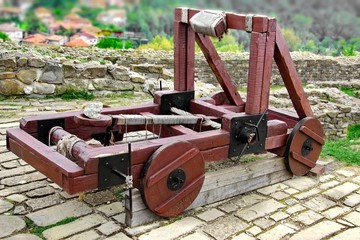 Old catapult in Tsarevets fortress,  Bulgaria, Veliko Tarnovo