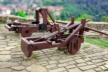 Old Crossbow and catapult in Tsarevets fortress,  Bulgaria, Veli