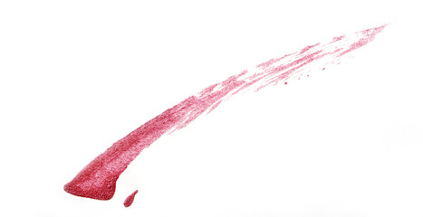 Pink lip gross brush stroke on white background
