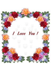 Fototapeta premium Square frame collected from flowers