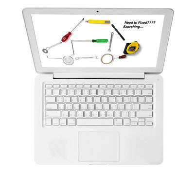 DIY tools picture with word  on white colour laptop