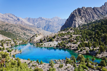 Majestic mountain lake in Tajikistan