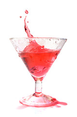 Red cocktail splash isolated