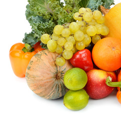 set of fruits and vegetables isolated on white background