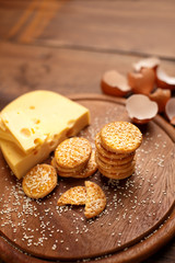 Cheese Biscuits on wooden background