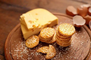 Cheese Biscuits on wooden background