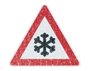 Winter Driving - Ice Covered Warning Sign - Caution Snow