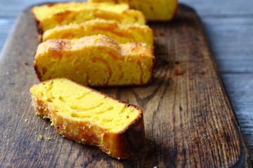 Four pieces of lemon cake