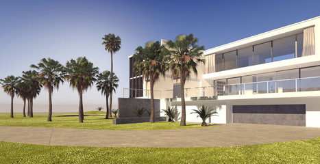 Large modern multi-storey house on a luxury estate © XtravaganT