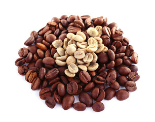 Coffee beans isolated on white