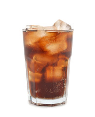 Cola with ice in a glass
