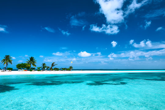 Beautiful beach with sandspit at Maldives