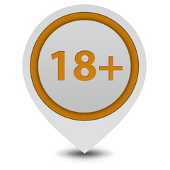 18+ pointer icon on white background