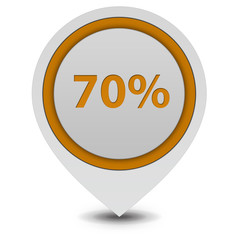 Seventy percent pointer icon on white background