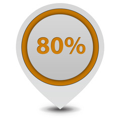 Eighty percent pointer icon on white background