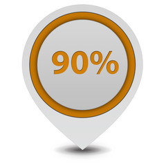 Ninety percent pointer icon on white background