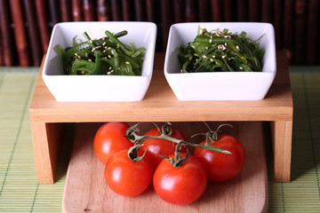 Seaweed salad with cherry tomatoes