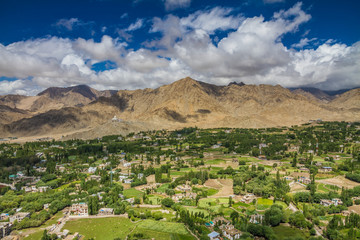 Fototapeta premium Leh city and valley and Himalayas-Leh,Ladakh,India