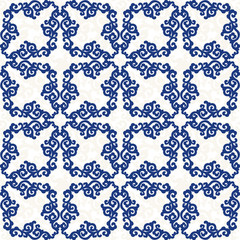 Blue ornament, white background.
