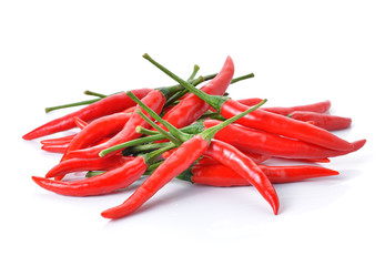 red chili peppers isolated on white background