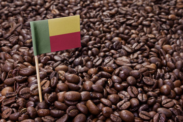 Flag of Benin sticking in coffee beans.(series)