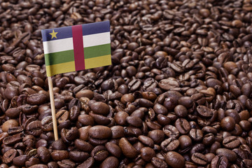 Flag of Central African Republic sticking in coffee beans.(serie