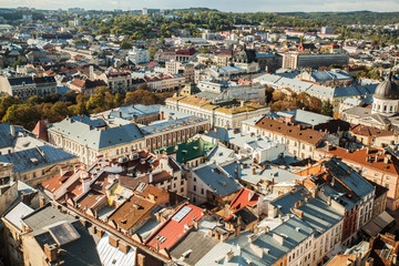 Fototapeta na wymiar Lviv from a height