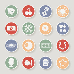 Casino round icons set. Vector illustration