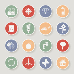 Round ecology icon set. Vector illustration