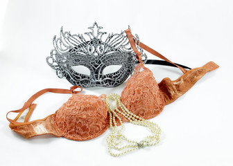 Black mask and sexy bra