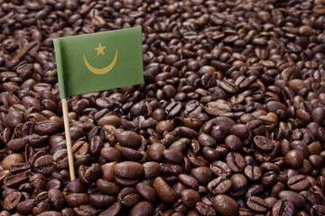 Flag of Mauritania sticking in coffee beans.(series)