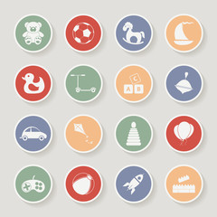Fototapeta premium Round children's toys icon set. Vector illustration