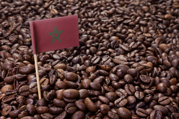 Flag of Morocco sticking in coffee beans.(series)