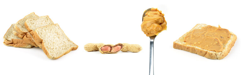 Brown bread slice isolated on white background