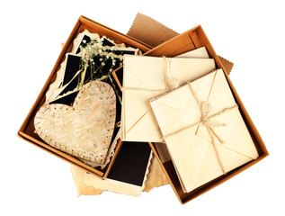 Vintage memories with dry flowers isolated on white