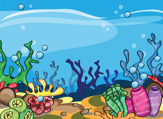 Naklejka na ściany i meble A vector illustration of marine underwater scene